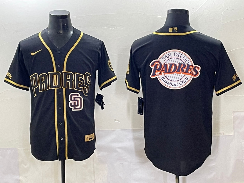 Men 2025 San Diego Padres Blank Black Throwback Nike MLB Jersey 001